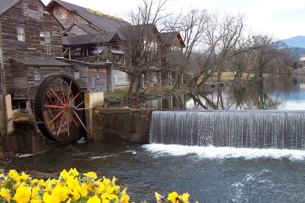 The Island in Pigeon Forge waterfall