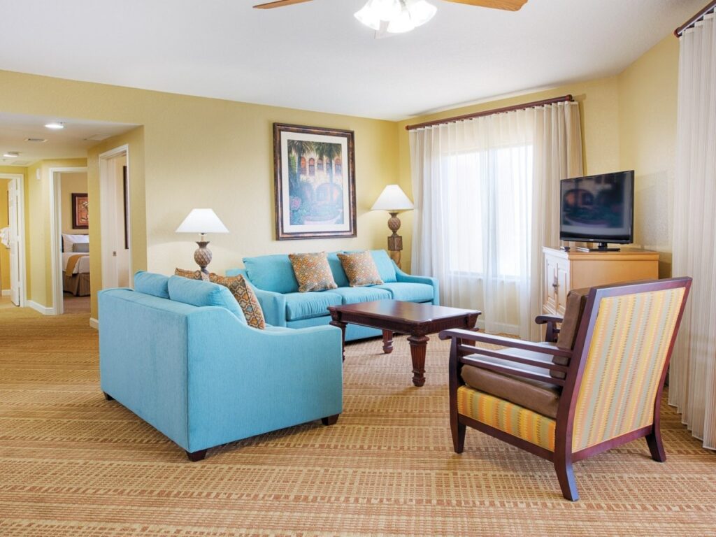 living room of wyndham bonnet creek rentals