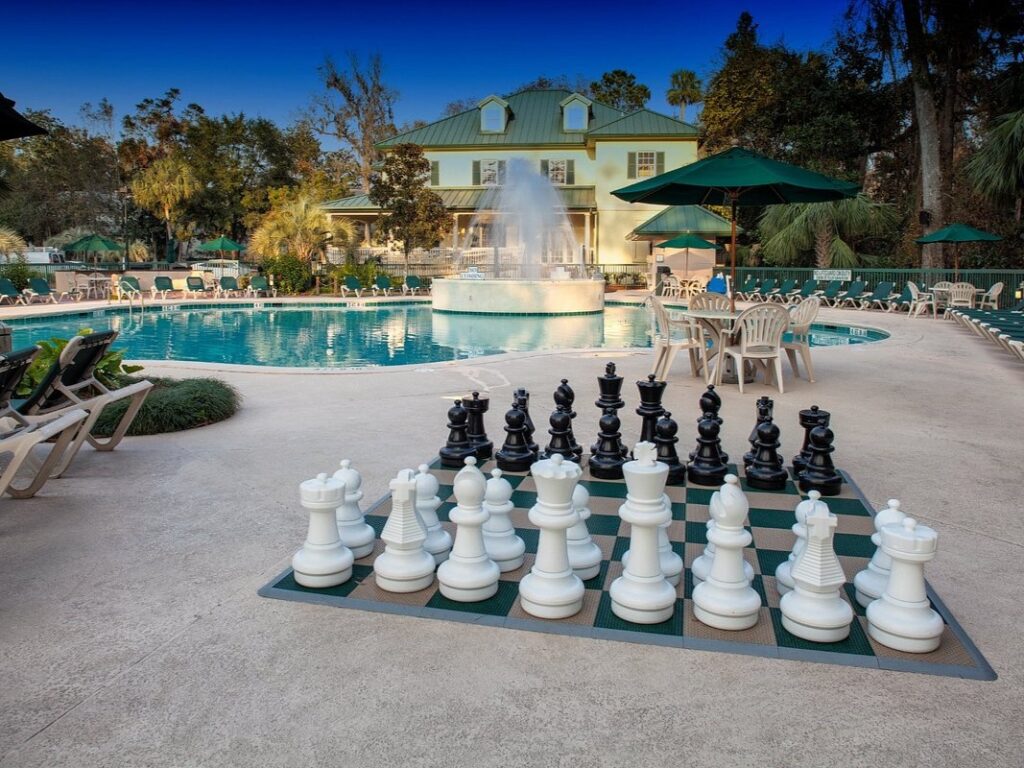 chess board at waterside